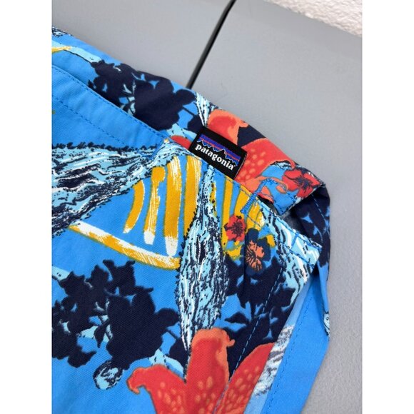 Patagonia women's medium blue patterned 2.5 inseam baggies shorts hiking outdoor - Picture 3 of 7